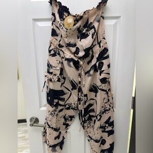 Stylish Black and Cream Jumpsuit